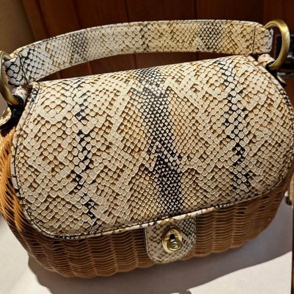 Eric Javits Vintage Snakeskin Wicker Top Handle Handbag - Picture 13 of 14